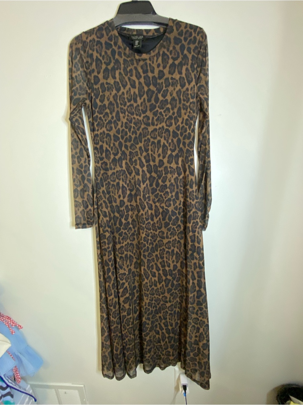 Rachel Zoe Brown and Black Leopard Print Long Sleeve Maxi Dress